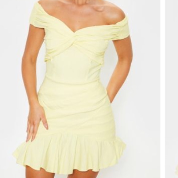 bardot shirred dress